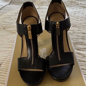 Michael Kors Black Heels with Gold Zipper